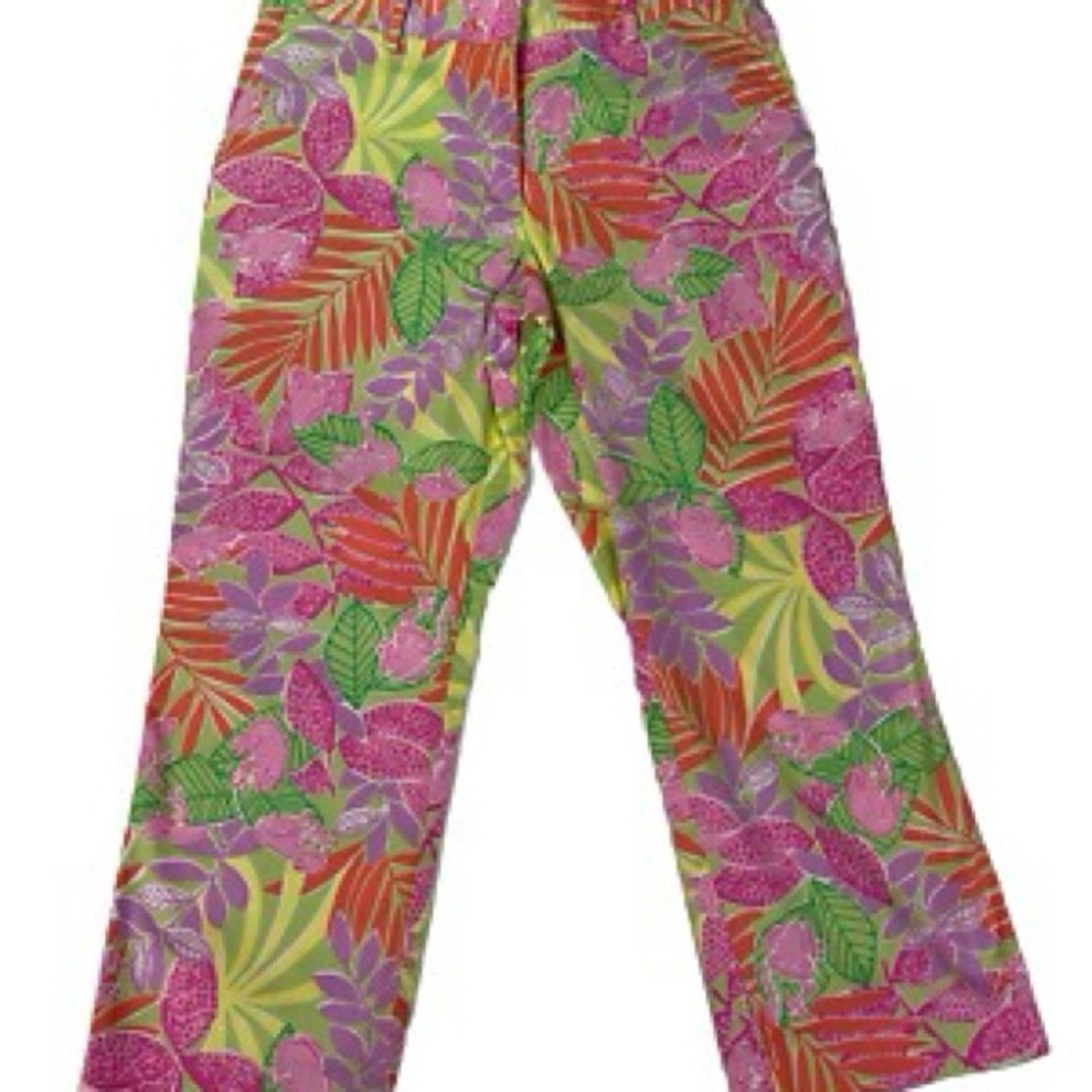 Lilly Pulitzer Tropical Frog Print Pants Vintage